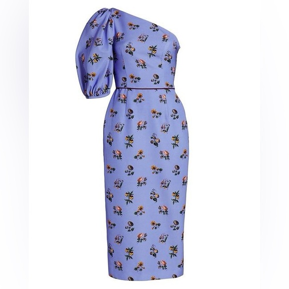 MARKARIAN Laurel Cotton Periwinkle Floral Print One Shoulder Dress Size 4 NWT - Picture 6 of 16